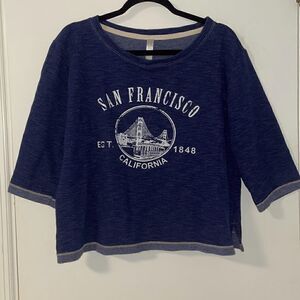 TEEMAX navy French terry “San Francisco” cropped top size Large